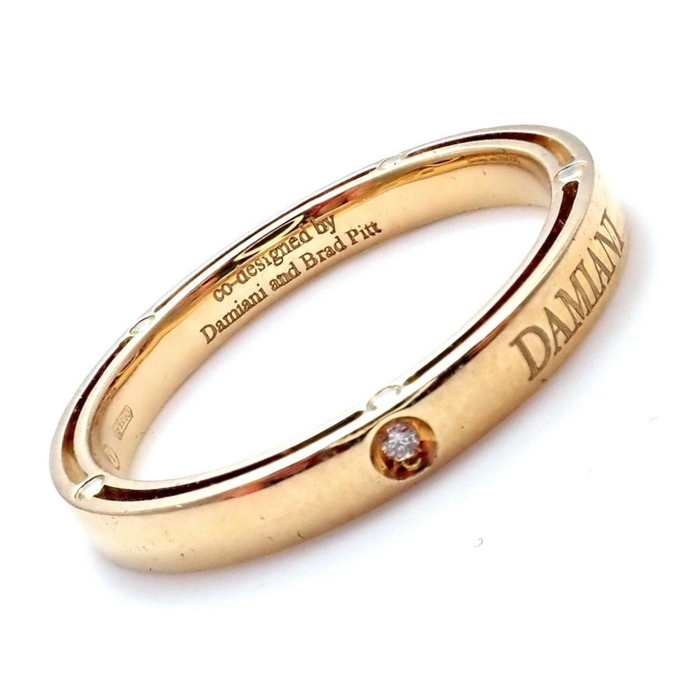 New! Authentic Damiani Brad Pitt 18k Yellow Gold Diamond 3mm Band Ring Sz 10.5​ - Picture 3 of 6